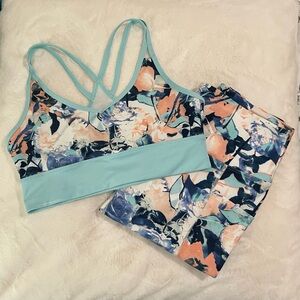 Marika Ellie Activewear Floral Two Piece Leggings and Sports Bra Set